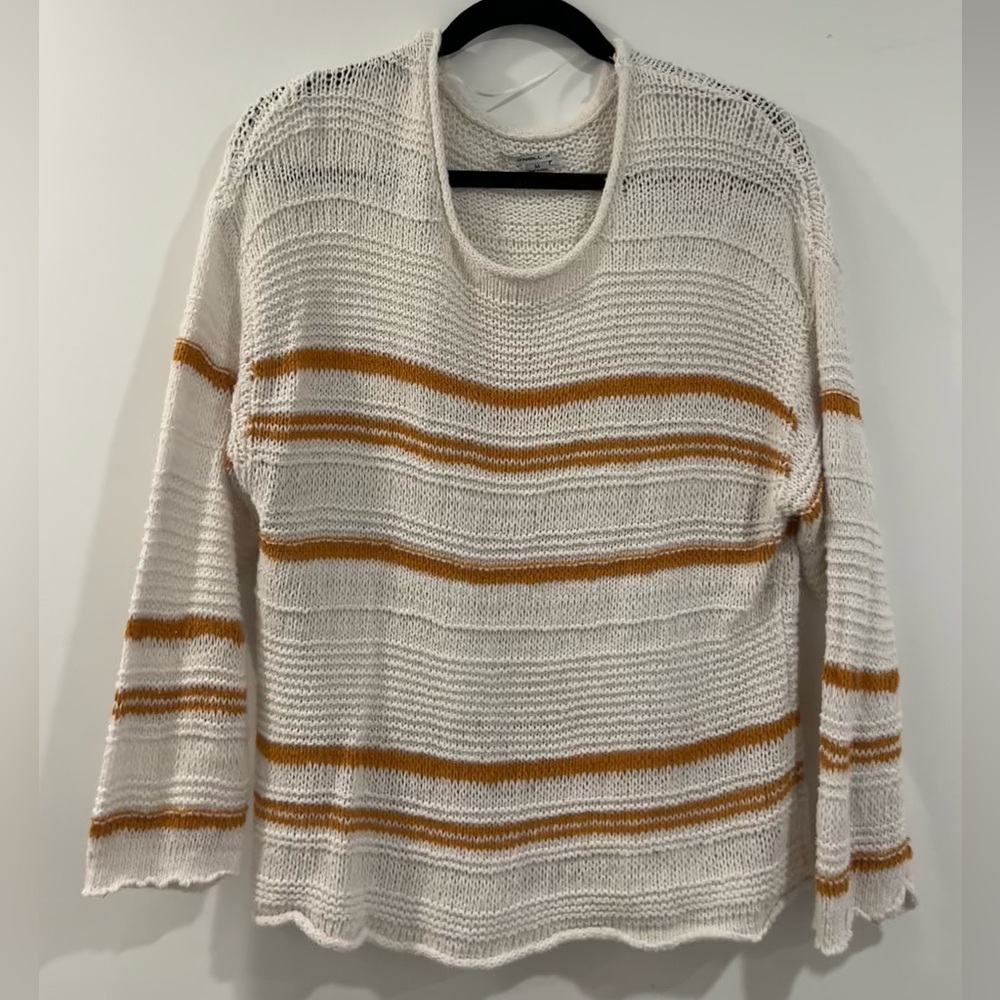 O’Neill Women's Knit Striped Cream/White & Tan Sweater, Size Medium